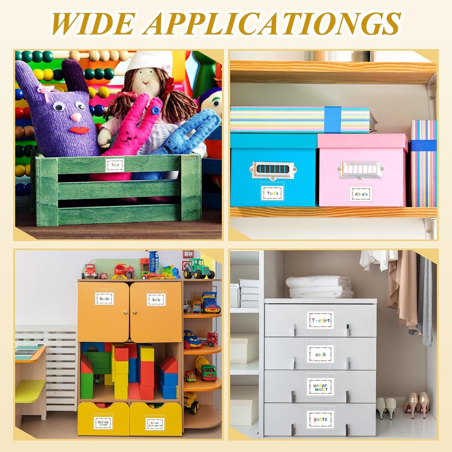 Jeyiour 100 Pcs Label Holders Adhesive Nameplate Pockets Storage Bin Labels Index Card Holder Shelf Plastic Peel Stick for Classroom Supermarket Bookshelf Library Student Box Drawer (3.6 x 2.9 Inch)