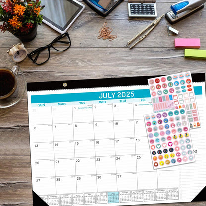 Lateefah Desk Calendar 2025-2026, Runs Jan 2025 to Jun 2026, 2025 Desk Pad Calendar with to-do List, 18 Monthly 17" x 12" Desk Calendar for School, Home or Office
