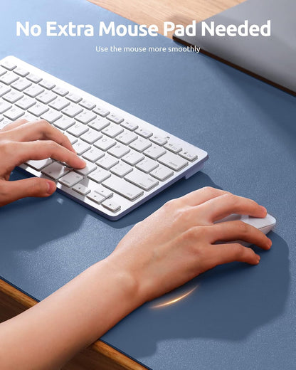 YSAGi Leather Desk Protector, Office Mat, Large Mouse Mat, Non-Slip PU Leather Blotter, Laptop Desk Pad, Waterproof Writing Pad for Office and Home (Blue, 35.4" x 17")