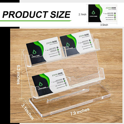 Business Card Holder for Desk 4 Slots Freestanding Acrylic Business Card Holder Display Stand Multiple Organizer for Office Meeting Exhibition Home