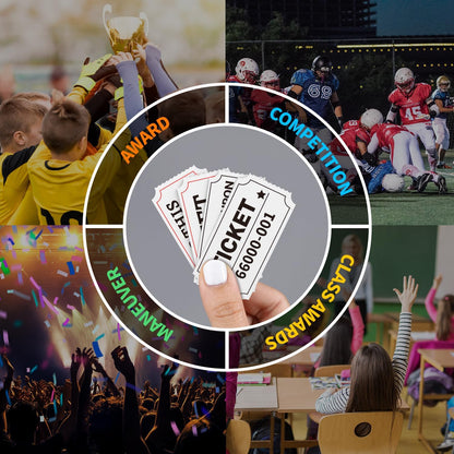 Methdic 2000 White Double Raffle Tickets Roll, Ticket for Events, Entry, Class Reward, Fundraiser & Prizes