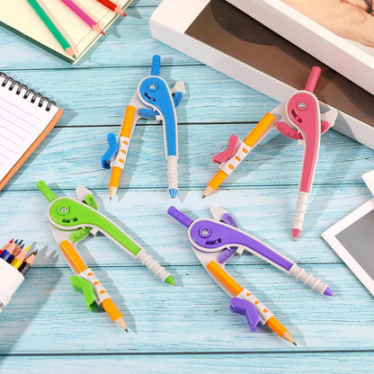 Zonon 30 Pcs Student Math Geometry Compass Tool Classroom Set Bulk 6 Inch Bright Colored Plastic Drawing Compass with Pencils Back to School Supplies for School Home Office