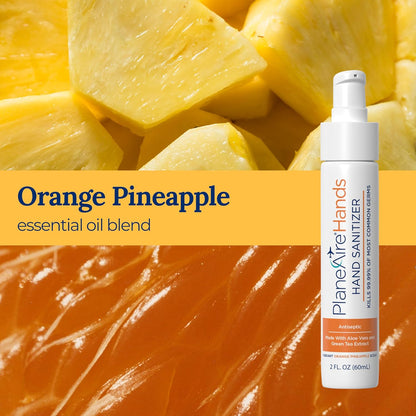 Orange Pineapple Gel Hand Sanitizer | Soothing, Moisturizing, Hydrating | Tropical Scent | Essential Oils, Green Tea Extract, Aloe, and Vegan Glycerin | TSA-Approved Travel Essential | 6-pack