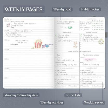 Legend Planner PRO Premium Large Undated Weekly, Monthly & Budget Planner with Habit Tracker Life Organizer for Time & Task Management, Goal Setting & Productivity A4 Size (Mystic Grey, New Cover)