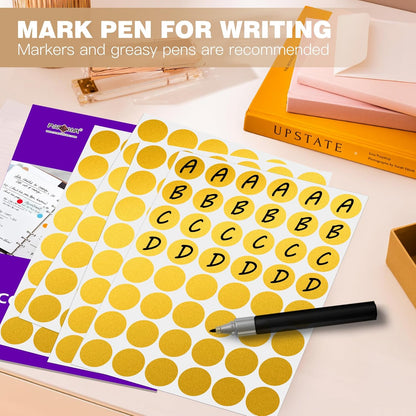 PARLAIM 1 inch Round Gold Dot Sticker,720PCS Permanent Adhesive Color Code Circle Sticker Labels for Office Classroom Garage Sale