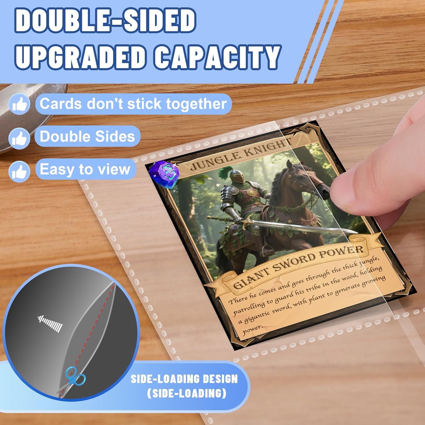 1800 Pocket Trading Card Sleeves - Double-Sided, Clear for 3-Ring Binder, Game, Sports & Business Cards