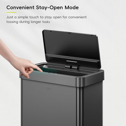 EKO Mirage X 80 Liter / 21.1 Gallons Motion Sensor Trash Can, Automatic Large Kitchen Trash Can Touchless, Stainless Steel, Matte Black