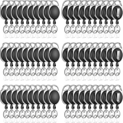 60 Pack Retractable ID Badge Holder Badge Reel with Carabiner and Belt Clip Badge Reels Retractable with Key Chain for Office Worker Doctor Nurse