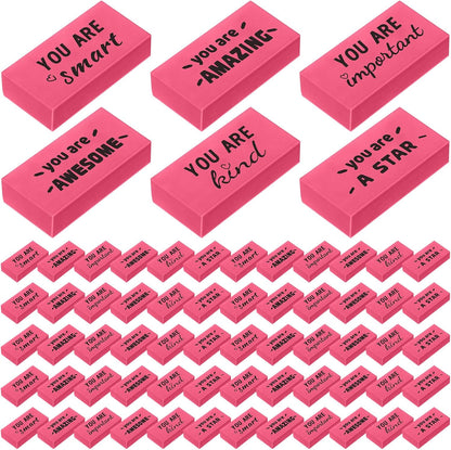 180 Pcs Inspirational Erasers for Kids Christian Pencil Erasers Bulk, Back-to-School Gifts Motivational and Cute Supplies for Students Classrooms, Drawing(Pink,Motivational)
