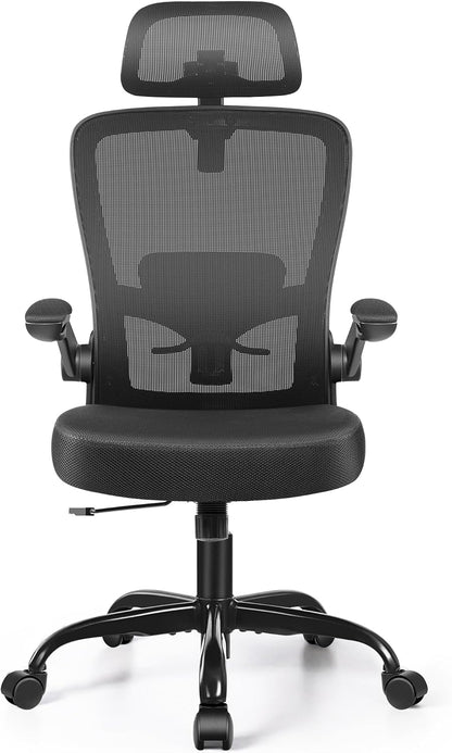 FelixKing Ergonomic Office Chair, Headrest Desk Chair with Adjustable Lumbar Support, Home Office Swivel Task Chair with High Back and Armrest, Adjustable Height Gaming Chair(Black)