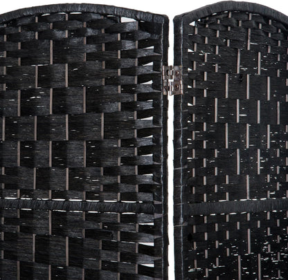 HOMCOM Room Divider, 6 Panel Folding Privacy Screen, 6FT Tall Portable Wicker Weave Partition Wall Divider for Bedroom, Home Office, Black