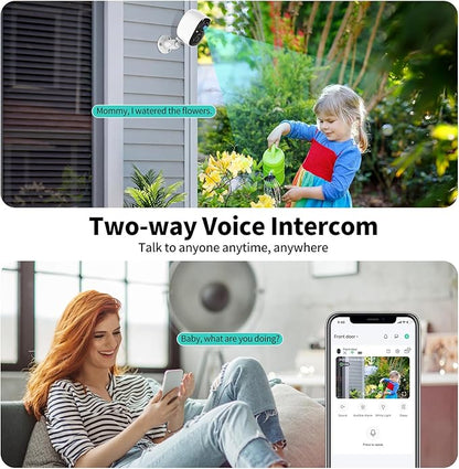 2K FHD Solar Powered Security Cameras Wireless Outdoor,WiFi Wireless Cameras,Outside Cameras for Home Security,AI Motion Detection,Color Night Vision,Spotlight,Siren Alarm,SD/Cloud Storage,4 Pack