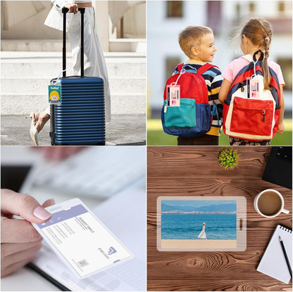 140 Sets 5 Mil 4.3x2.6inches Laminating Pouches with Slot Hole,Printable Luggage Tags with Clear Loop,Kit Resealable for Work Permits Pass Cards Student ID Cards Gift Tags Homemade Ornaments