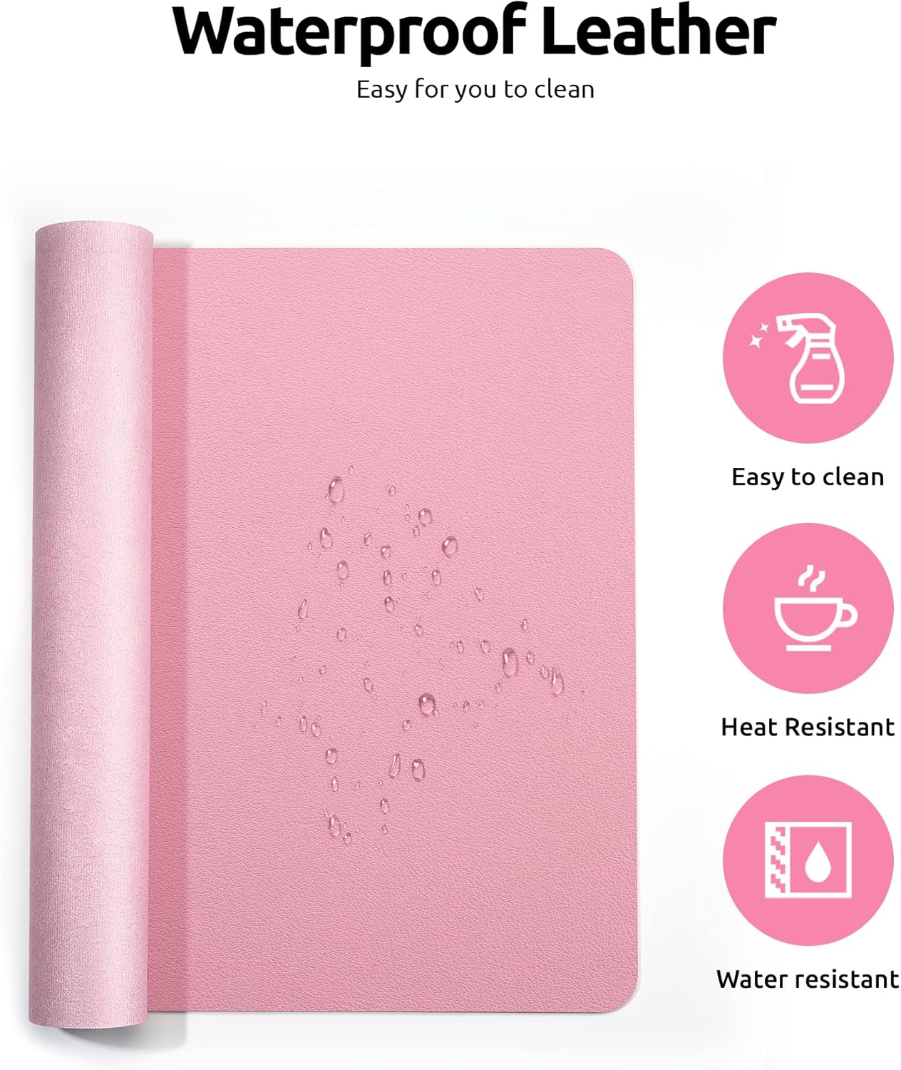 YSAGi Leather Desk Pad Protector, Large Mouse Pad, Non-Slip PU Leather Desk Blotter, Laptop Desk Pad/Mat, Waterproof Writing Pad for Office and Home (23.6" x 13.8", Pink)