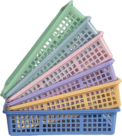 6 Pack Plastic Turn in Paper Trays for Classroom, Colorful Storage Bin Basket Organizers for School Supplies, Classroom Organization and Storage Tray Holds 4A Paper (Mixed Color)