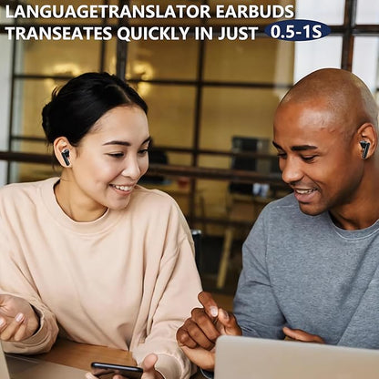 Language Translator Earbuds, Two-Way Instant Language Translator Real Time with APP for 130 Languages,Fast Reaction Translation Device (Black-2)