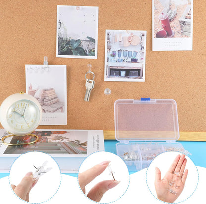 200 Pieces Push Pins Set, 5 Types Clear Thumb Tacks Push Pins for Wall Cork Board Bulletin Boards with Storage Box
