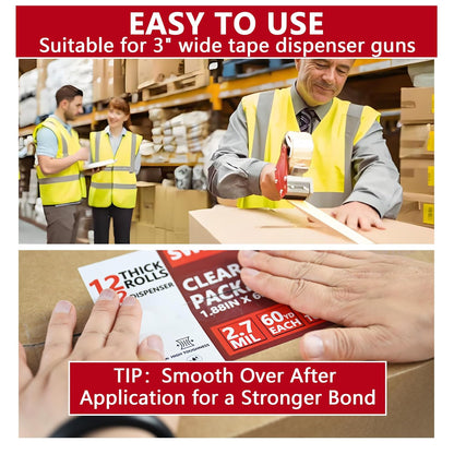 SWRT 2.7Mil Thick Ultra Clear Packing Tape, 24 Rolls Heavy Duty Packaging Tape for Shipping Packaging Moving Mailing, Thicker Sealing Tape-1.88" x 60 Yards Per Roll, 1440 Total Yards