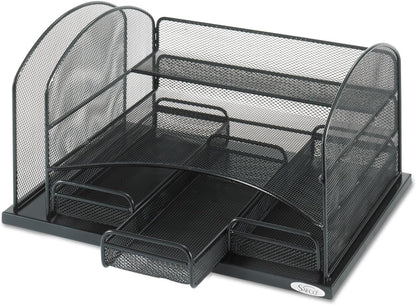 Safco Products 3252BL Onyx Mesh Desktop Organizer with 3 Drawers, Black 16" x 11.4" x 8"