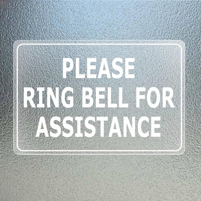 Please Ring Bell for Assistance Stickers 6 × 4 Inches Vinyl Removable Desk Service Self Adhesive Decals Hotel Reception Area Cling Wall or Door Sign Office Window 10 Pack