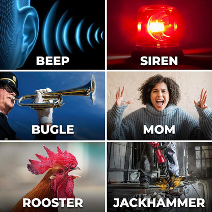 Sharp Big Bang Super Loud Alarm Clock for Heavy Sleepers, 6 Extremely Loud Wake Up Sounds: Rooster, Bugle, Nagging Mom, Jackhammer, Siren, Beep – Up to 115db Volume, Red/Black with Red LED Display