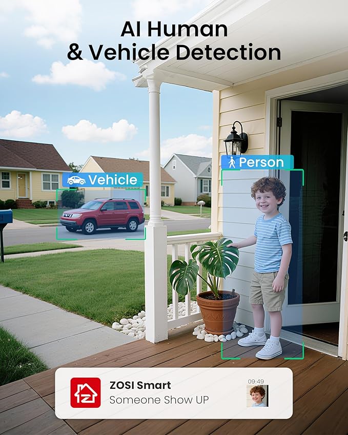 ZOSI 16 Channel Security Camera System 1080p, 2MP H.265+ Hybrid 16CH DVR with AI Human Vehicle Detect, 16 x 1080p CCTV Dome Camera Outdoor, 80ft Night Vision, 90° View Angle, Remote Access, 2TB HDD