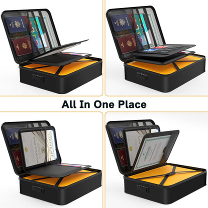 Noiposi Document Organizer with 5200℉ Heat Insulated, 16.1"x11.4"x4.3" Waterproof and Fireproof Document Box with Lock, Home Strong Fireproof Safe Storage Box for Legal Size Documents and File