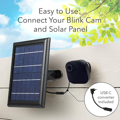 Wasserstein Solar Panel with Internal Battery - Compatible with Blink Outdoor 3/4 (2-Pack, Black) (Camera NOT Included)