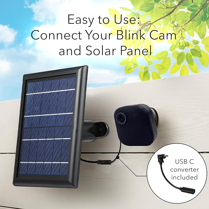 Wasserstein Solar Panel with Internal Battery - Compatible with Blink Outdoor 3/4 (3-Pack, Black) (Camera NOT Included)