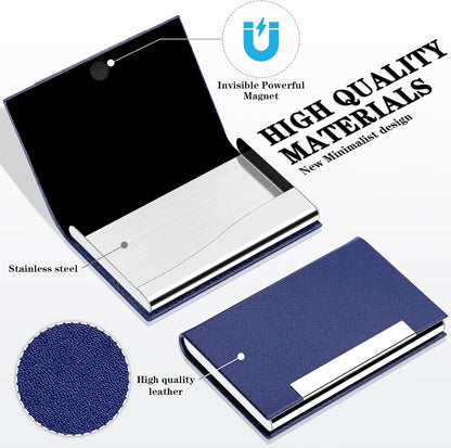 Padike Business Card Holder, Blue, Faux Leather, RFID Protected, Stylish Design