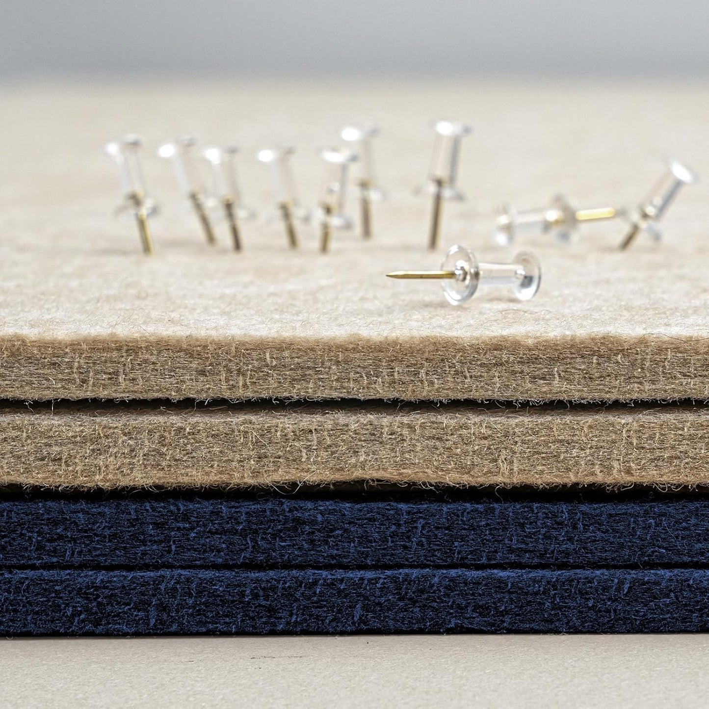 Large Bulletin Board - 48 x 36 Inches, Decorative Felt Pin Board for Wall - 4' x 3' Foldable Photo Display Board with Self-Adhesive Tape, Includes 20 Push Pins - Dark Blue