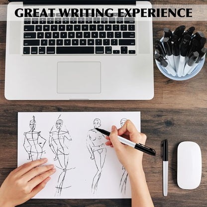 200 Pack 0.4mm Ultra Fine Point Permanent Marker Bulk, Fine Tip Permanent Markers Set, Quick Dry, Waterproof, Durable, Works on Paper, Glass, Ceramic, Plastic, Wood, Rock, Metal (Black)