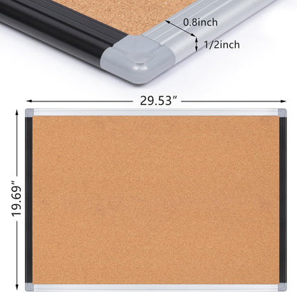 Board2by 2 Pack Cork Bulletin Board 20" x 30", Black/Silver Aluminium Framed Corkboard, Office Board for Wall Decor, Large Wall Mounted Notice Pin Board with 36 Push Pins for School, Home & Office
