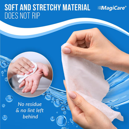 MagiCare 75% Alcohol Hand Sanitizing Wipes (Travel Wipes, 10 Packs) - Premium, Unscented, Large Alcohol Wipes - Hand Wipes Travel Size - Bag, Purse, Car - 10 Packs of 20 (200 Hand Sanitizer Wipes)