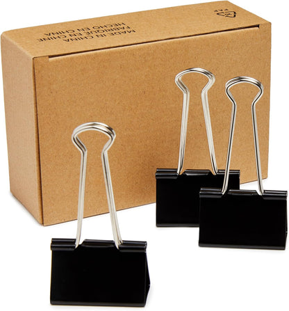 Amazon Basics Sturdy Binder Clips for Office Use, 48 Count (4 Pack of 12), Large, 2 in, Black