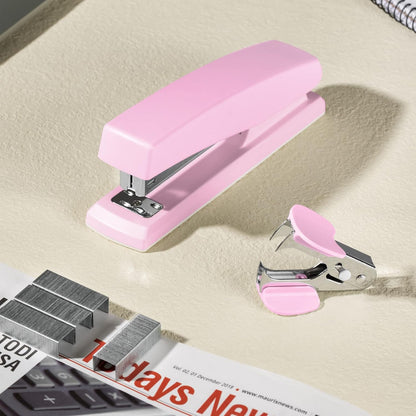Deli Stapler, Desktop Stapler, Office Stapler, 25 Sheet Capacity, Includes 1000 Staples and Staple Remover, Pink