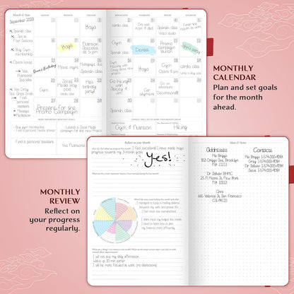 Legend Planner – Weekly & Monthly Life Planner to Hit Your Goals & Live Happier. Organizer Notebook & Productivity Journal. A5 (Red)