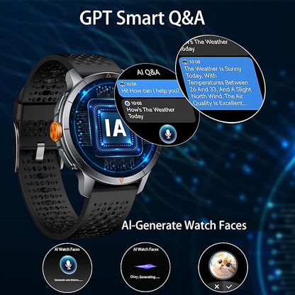 Smart Watch for Men (Answer/Make Call), Built-in GPS, Compass, 1.60" AMOLED, 5ATM Waterproof, Heart Rate SpO2 Sleep Monitor, iPhone Android - Black