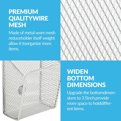 LUCYCAZ Magnetic Pen Holder - Single Magnetic Pencil Locker Holder Organizer, Silver Mesh Marker Holder Pen Basket for Whiteboard, Refrigerator and Locker