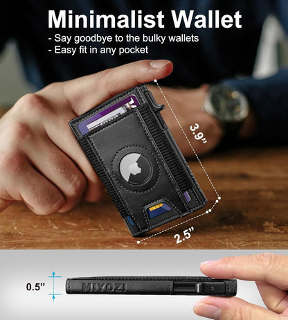 Airtag Wallet for Men, Slim Pop Up Credit Card Holder RFID Blocking Mens Minimalist wallet for 7-9 Cards ID Window, with Gift Box