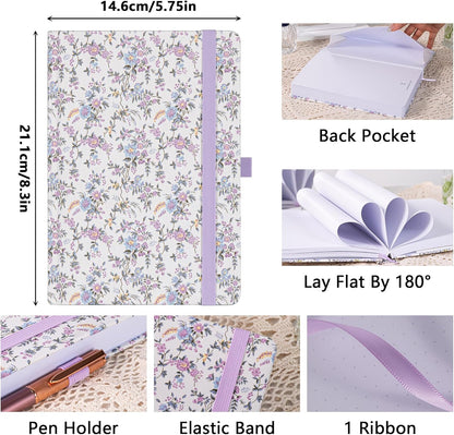 TIEFOSSI Dotted Journal Notebook for Women, A5 Dotted Grid Notebook for Writing, 190 Pages Thick Paper, Travel Daily Journal, for Work Home School, Note Taking, Business, 8.4 X 5.8 In