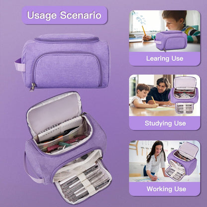 Large Pencil Pouch,Pencil Case Aesthetic,Zipper Pencil Box For Girls Back To School Supplies Emergency Bag Makeup Bag (Purple)