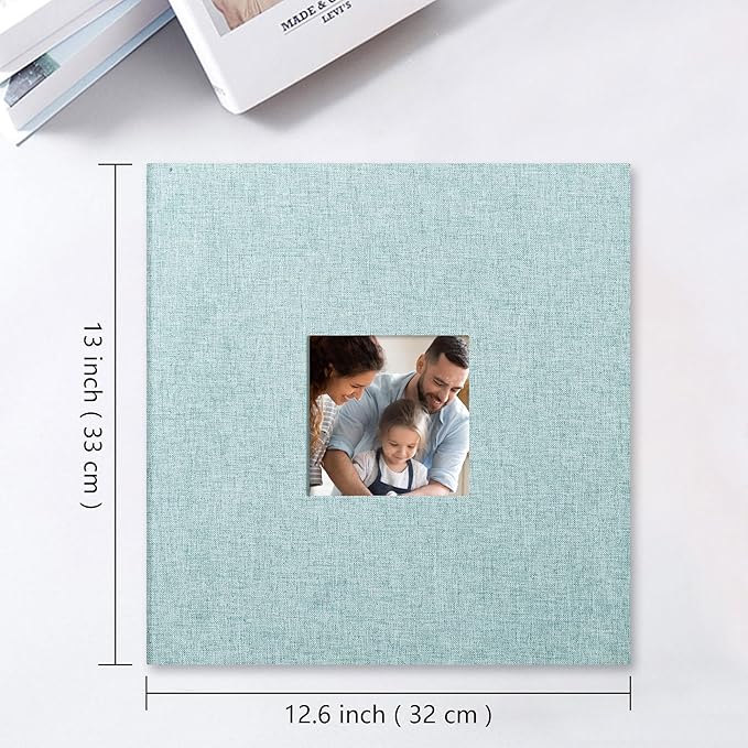 Vienrose Large Photo Album Self Adhesive for 4x6 8x10 10x12 Pictures Linen Scrapbook Album DIY 40 Blank Pages with A Metallic Pen