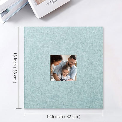 Vienrose Large Photo Album Self Adhesive for 4x6 8x10 10x12 Pictures Linen Scrapbook Album DIY 60 Blank Pages with A Metallic Pen