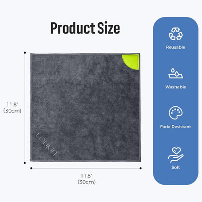 loukin 4 Pack Magnetic Cleaning Cloth, Microfiber Dry Erase Eraser, Washable Whiteboard Cleaning Cloth for Classroom, Home and Office, Gray, 12" x 12" - 3.4 fl oz Whiteboard Cleaner x 2 Included