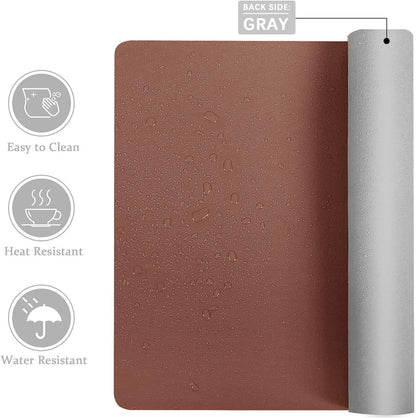 Desk Mat Large Protector Pad - Multifunctional Dual-Sided Office Desk Pad,Smooth Surface Soft Mouse Pad, Waterproof Desk Mat for Desktop, Pu Leather Desk Cover for Office/Home(Brown, 31.5" x 15.7")