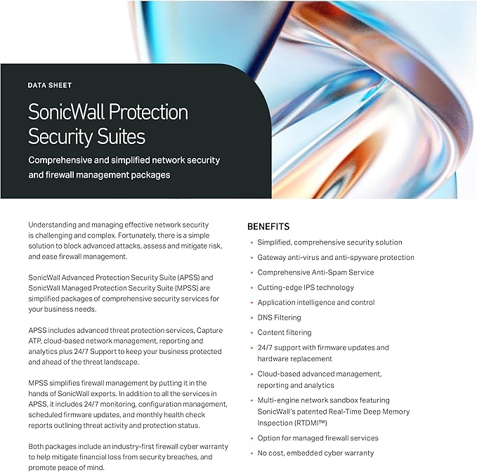 SonicWall Advanced Protection Service Suite for TZ80-2 Year License (03-SSC-2065) - Capture ATP, Threat Prevention, CFS & 24x7 Support