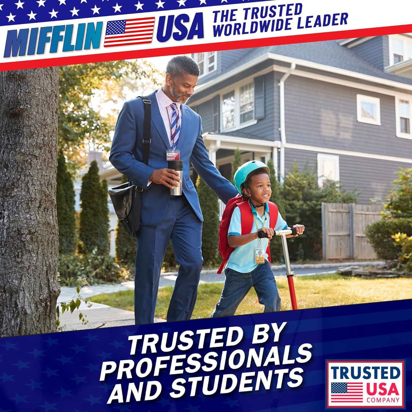 Mifflin-USA Horizontal ID Name Badge Holder (Clear, 3.5x2.25 Inches, 100 Pack), Waterproof and Resealable Plastic Card Holders