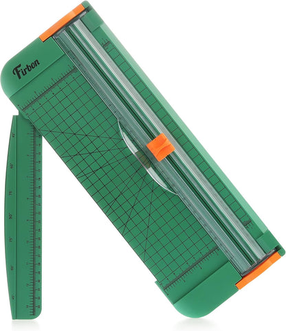 Firbon Green A4 Paper Cutter 12 Inch Titanium Straight Paper Trimmer with Side Ruler for Scrapbooking Craft, Paper, Coupon, Label, Cardstock