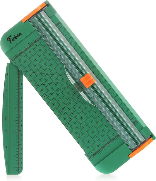 Firbon Green A4 Paper Cutter 12 Inch Titanium Straight Paper Trimmer with Side Ruler for Scrapbooking Craft, Paper, Coupon, Label, Cardstock